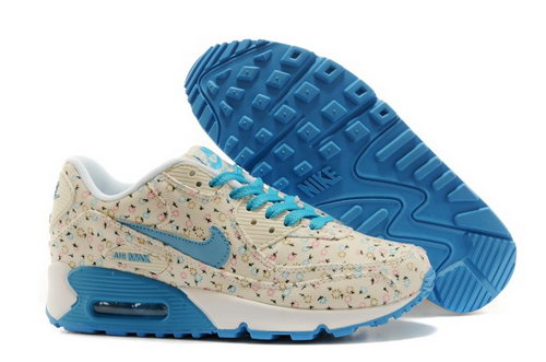 Nike Air Max 90 Womenss Shoes Online Light Gray Flower Blue Sky Factory Outlet